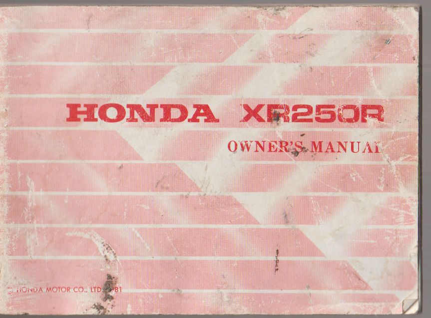 Honda XR250R Owners Manual