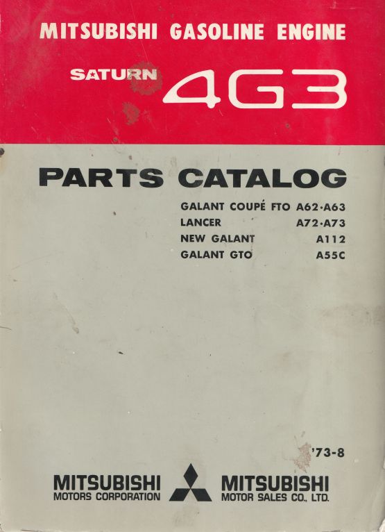 Mitsubishi 4G3 Saturn Gasoline Engines Parts Catalog