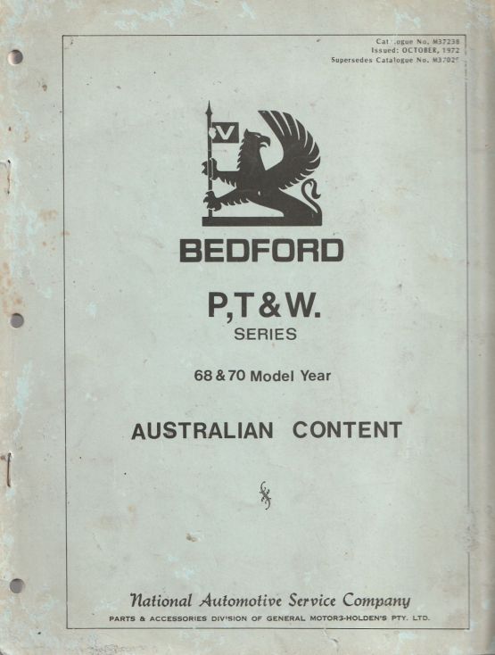 Bedford P,T & W. Series 68 & 70 Model Year Australian Content Pa