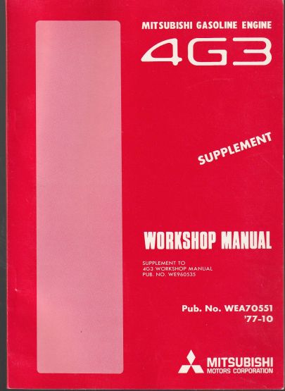 Mitsubishi Gasoline Engine 4G3 Supplement Workshop Manual,