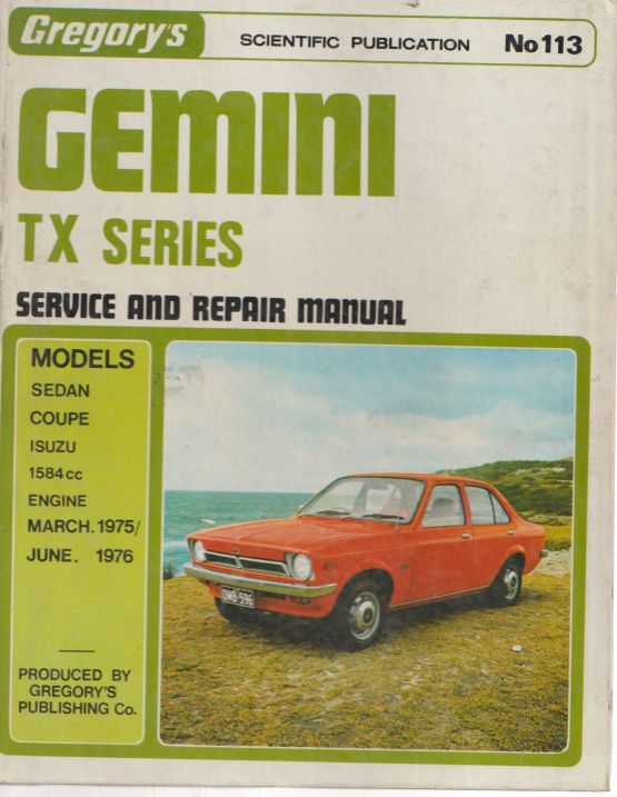 Gemini TX Series Gregorys Service And Repair Manual (No 113 )
