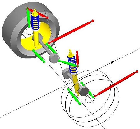Upper A-arm, lower trailing and lateral links, toe link [Rear] As used on the Mitsubishi Galant rear.