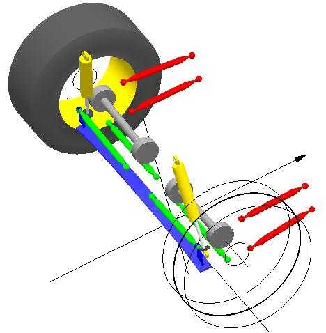 Upper and lower lateral links, twin trailing links, toe link [Rear]As used on the Chevrolet Corvette C4 rear with the drive shaft acting as the upper lateral link and leaf spring.