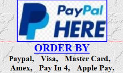 paypal, mastercards, visa, american express, pay in 4, apple pay