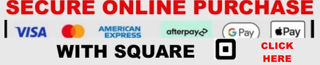 Online Secure by Square. Visa, Matercard, Amex, Gpay and Afterpay